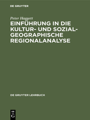cover image of Einführung in die Kultur- und sozialgeographische Regionalanalyse